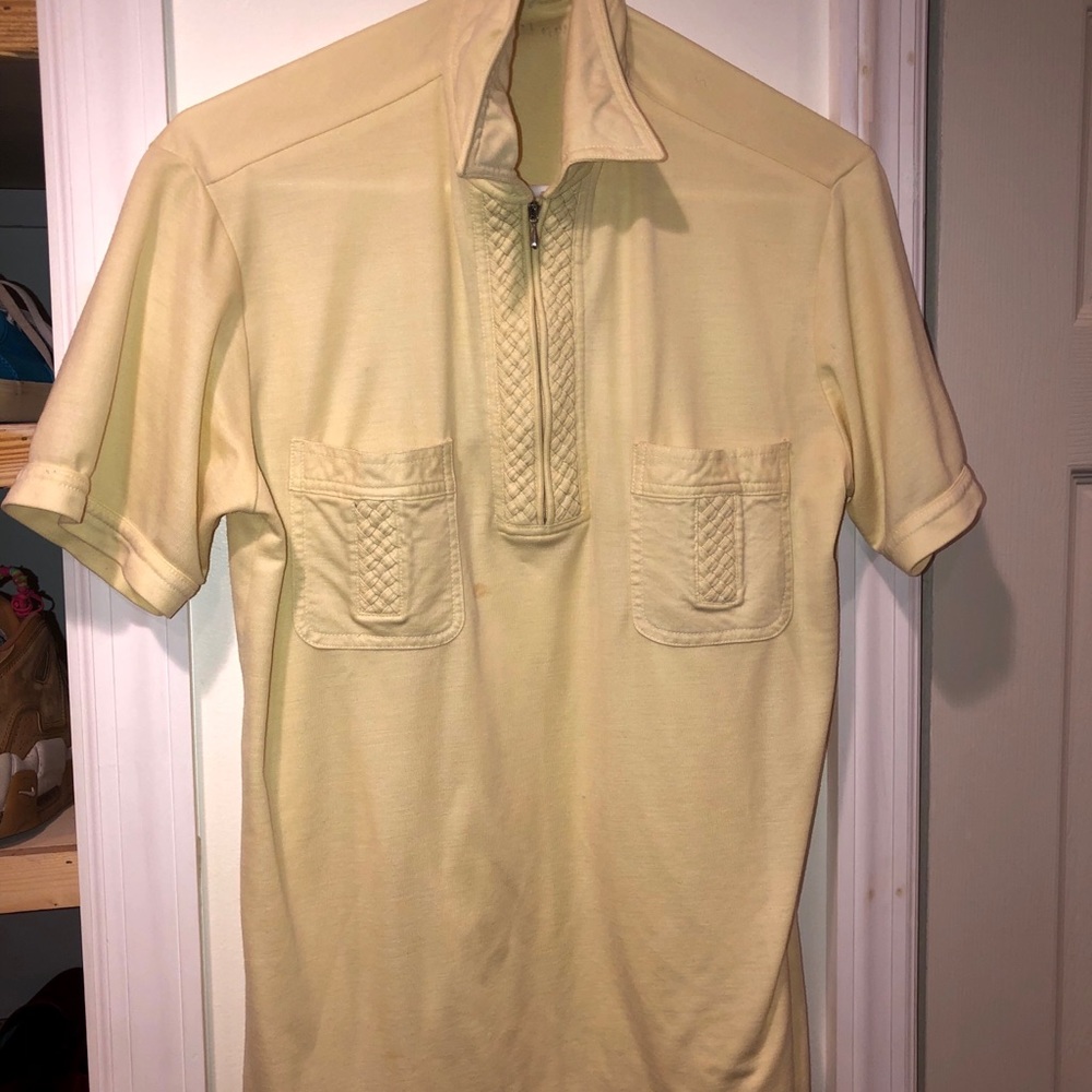 Old school quarter zip yellow shirt.